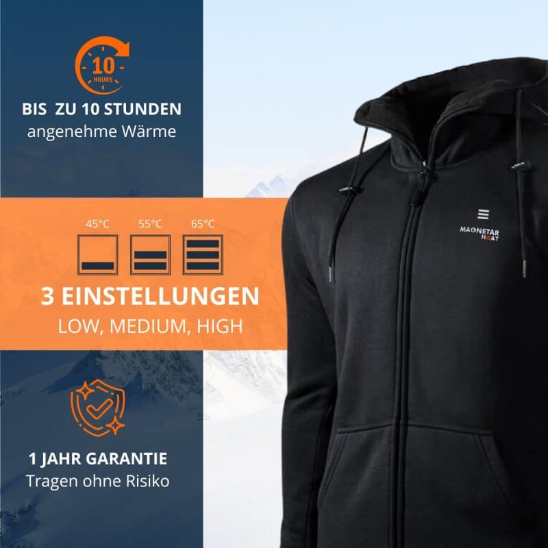 ETNA Beheizbare Hoodie Magnetar Heat Heizstufen